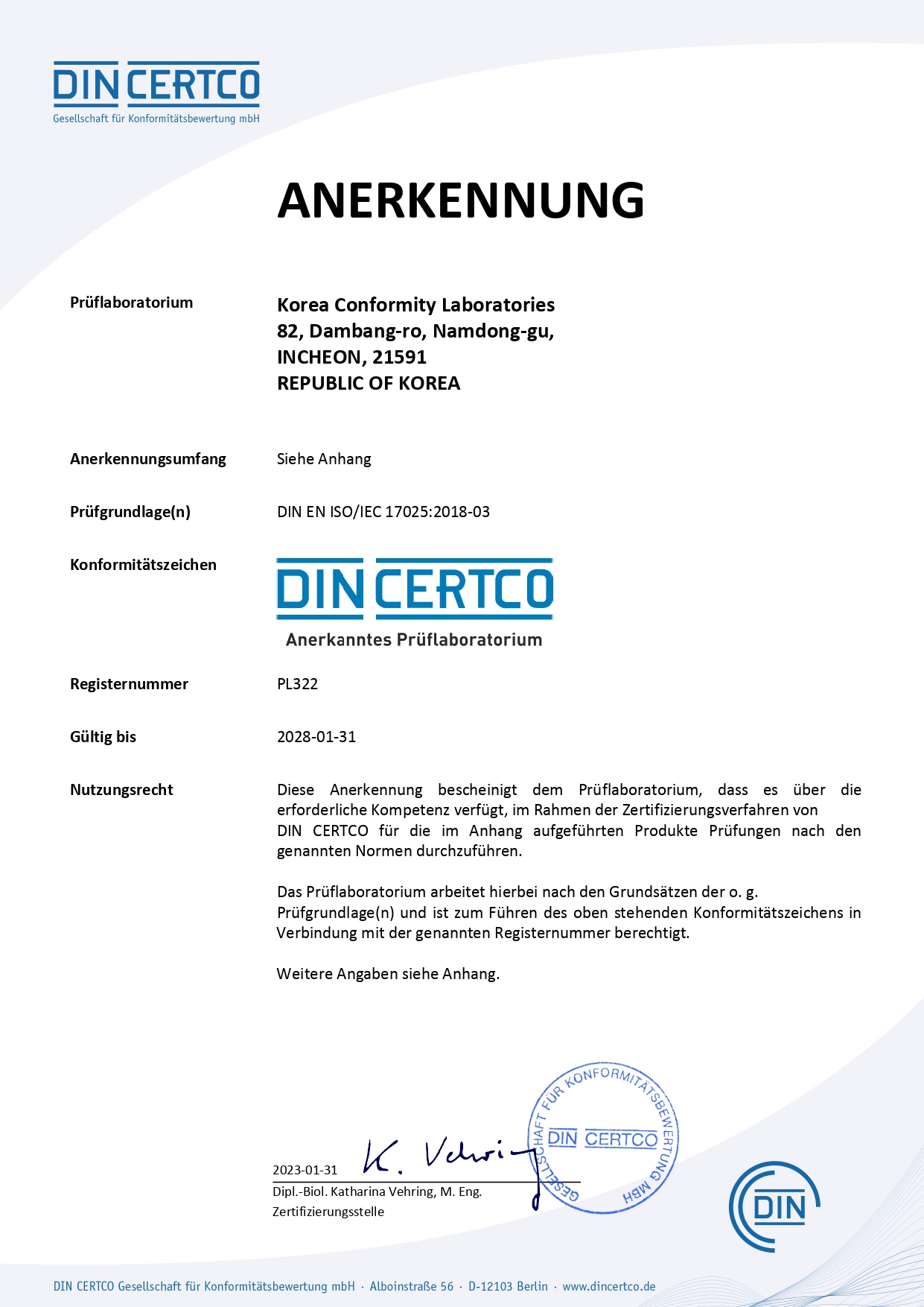 DIN CERTCO certification 2